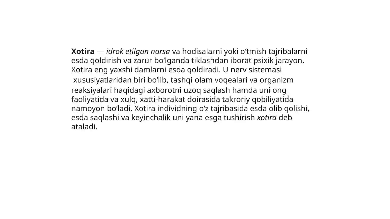 Qisqa muddatli va operativ xotiraning hajmini oʻrganish 3