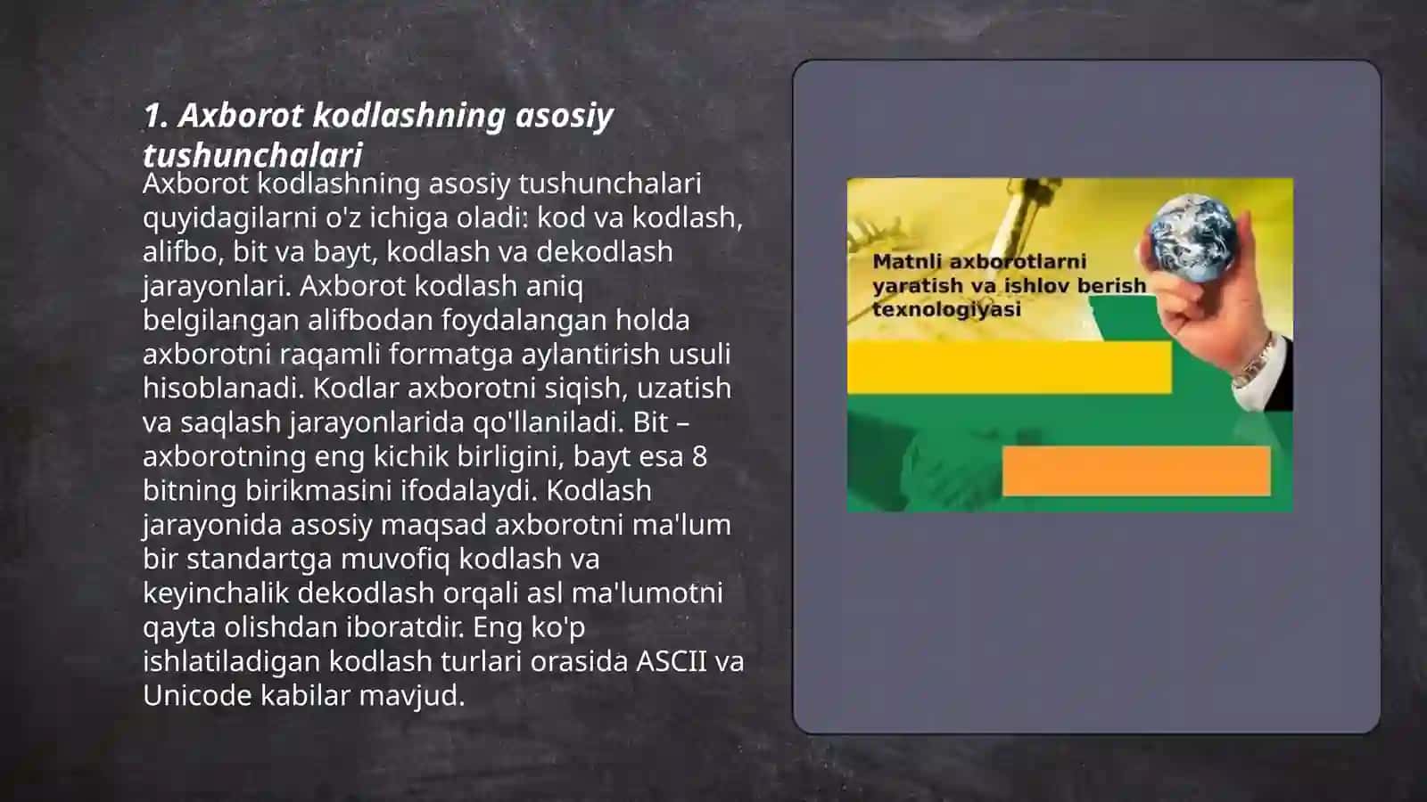 Matnli va audio axborotlarni kodlash 3