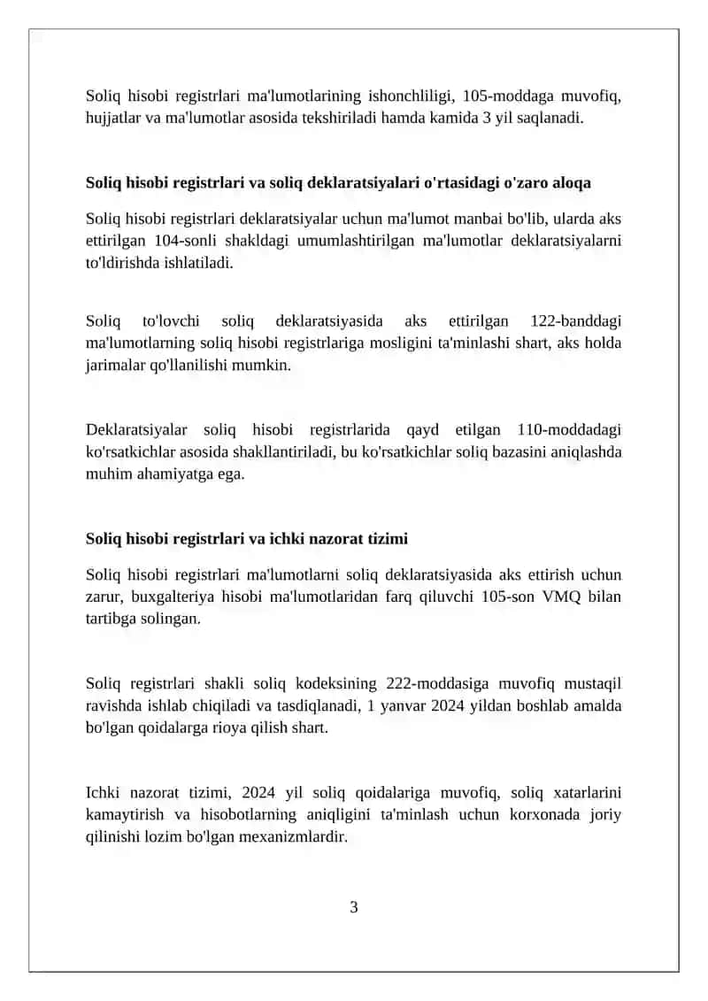 Soliq hisobining registrlari soliq hisobini tuzish tartibi 3