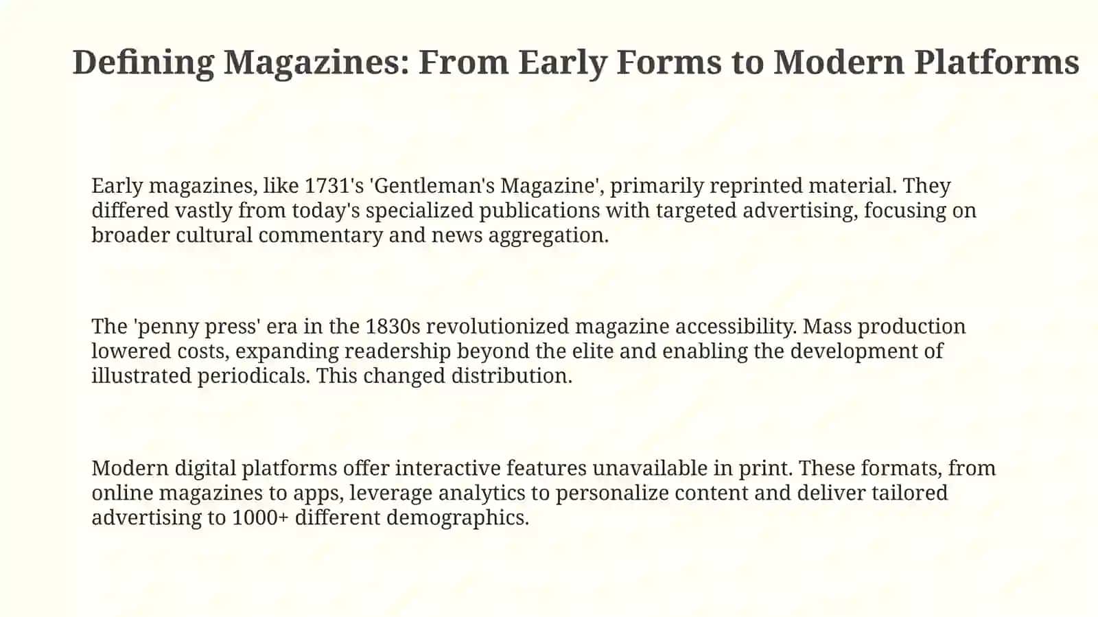 Genesis, Growth, and Genres: A Historical Overview of Magazines 3