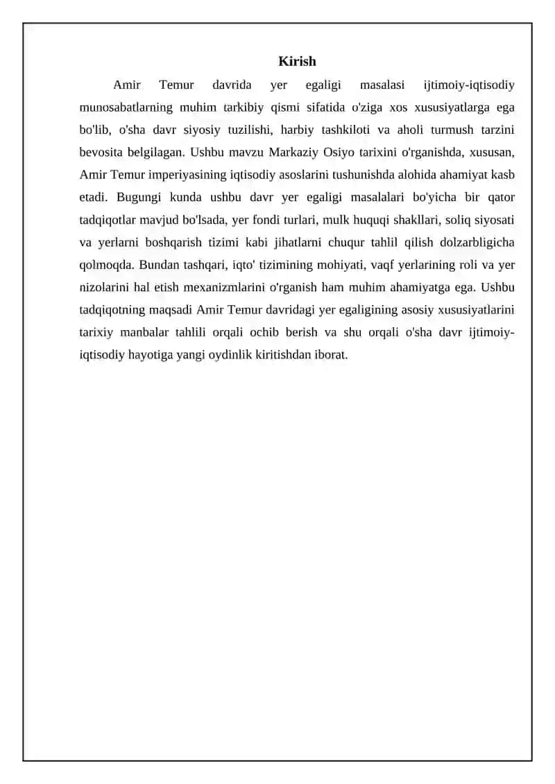 Amir temur davridagi yer egaligining hususiyatlari 3