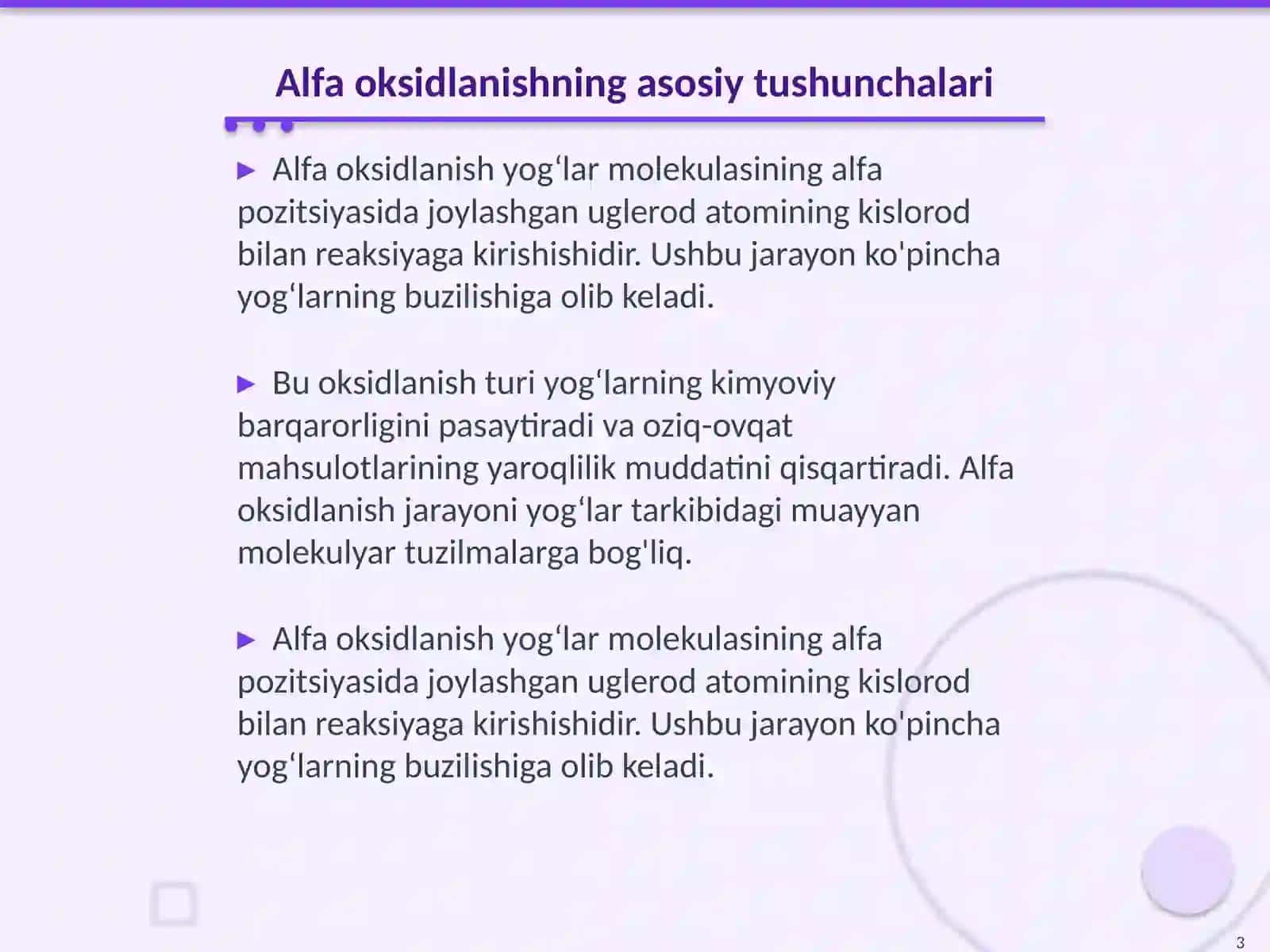Yogʻlarning alfa oksidlanish reaksiyasi 3