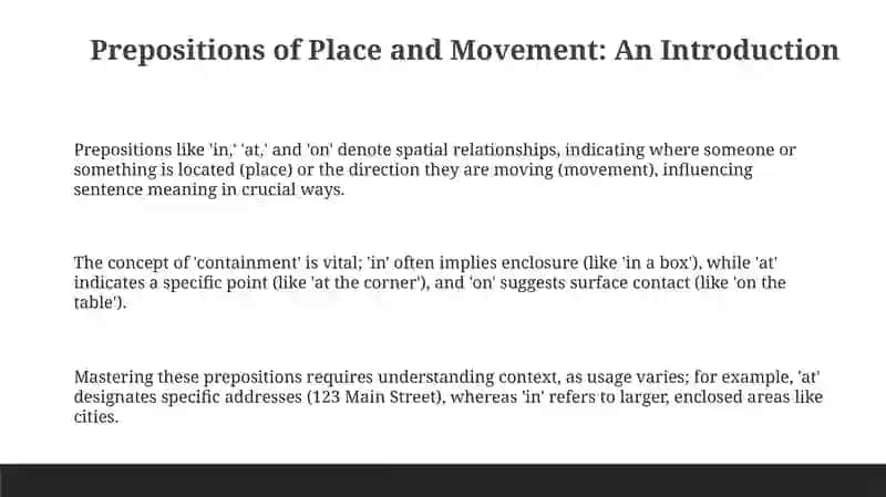 Prepositions of Place and Movement 3