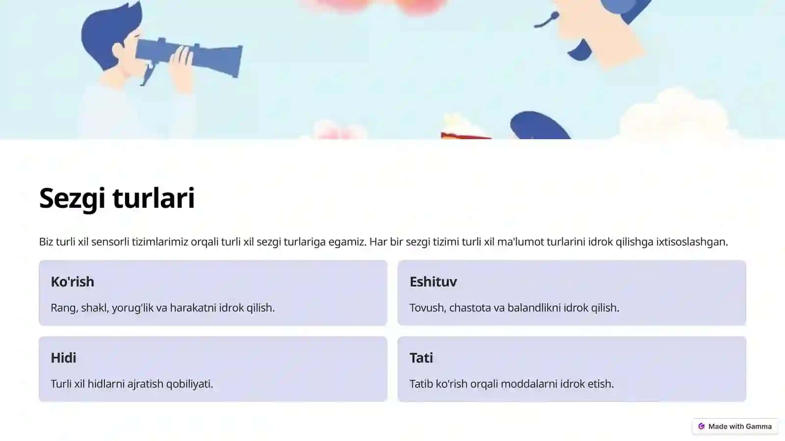 Sezgi: Dunyo bilan Aloqaning Asoslari 3