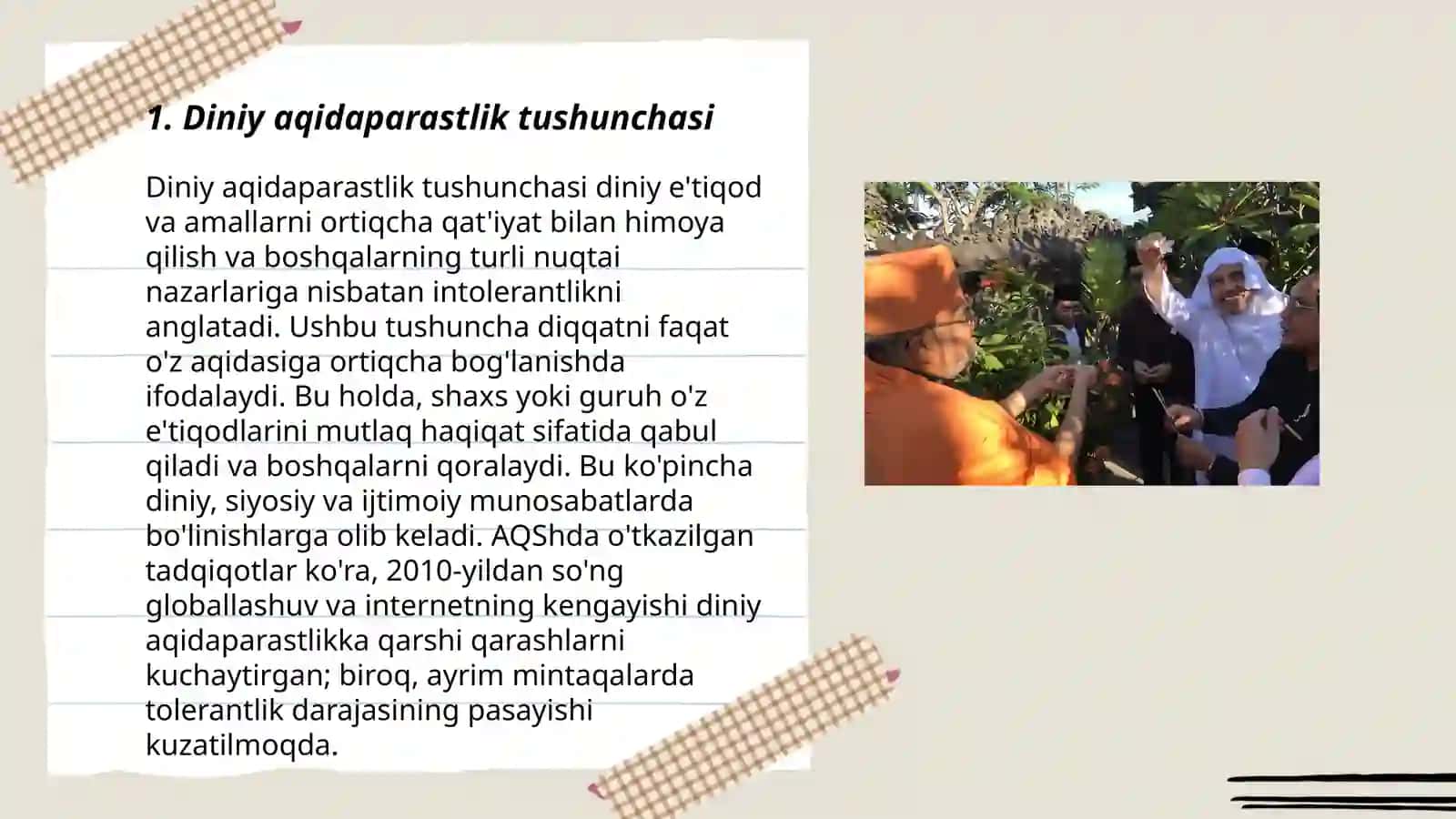 Diniy aqidaparastlik, ekstremizmning paydo boʻlishi. 3