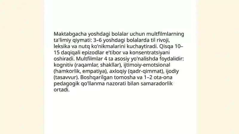 Maktabgacha yoshdagi bolalar uchun multfilmlar 3