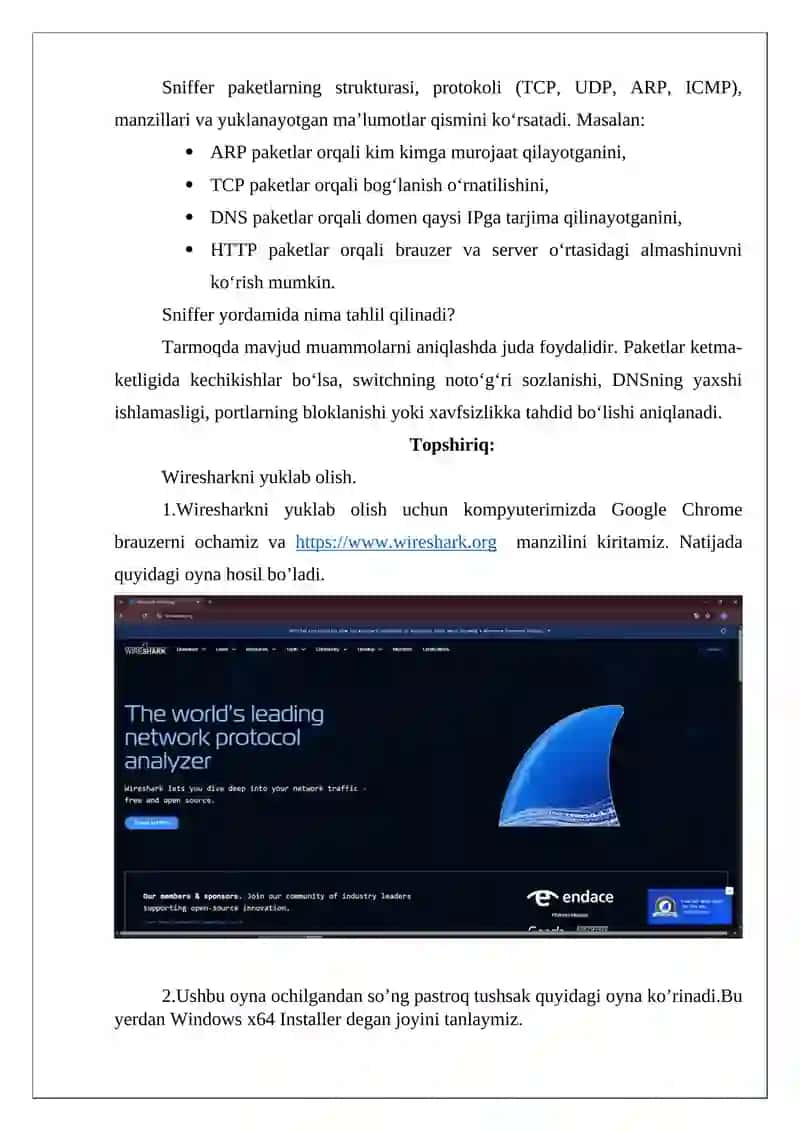 Lokal tarmoq texnologiyalari: Ethernet, Fast Ethernet. Tarmoq snifferlari yordamida paketlarni tahlil qilish 3