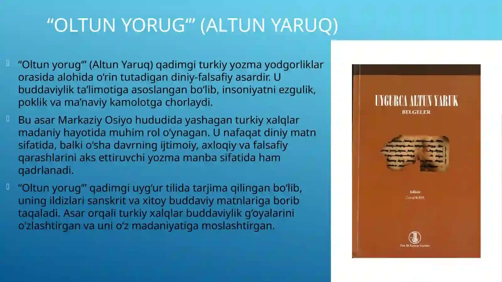 Oltunyorugʻ(AltunYaruq)ning yaratilishi va tarjimasi 3