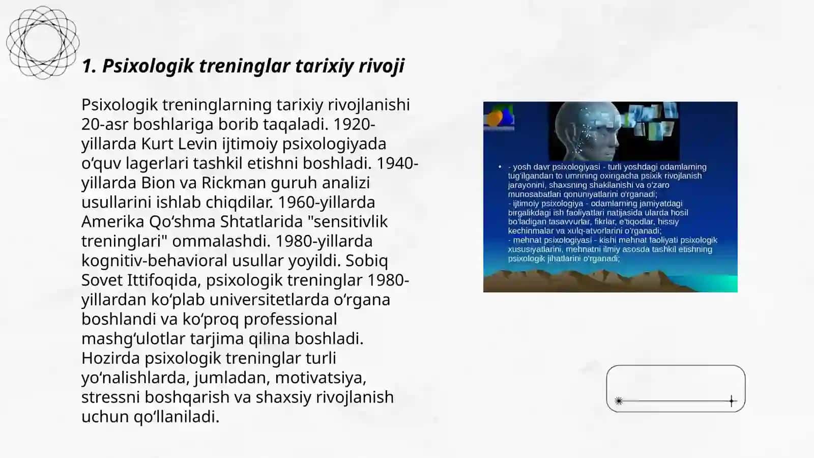 Psixologik treninglar tarixi 3