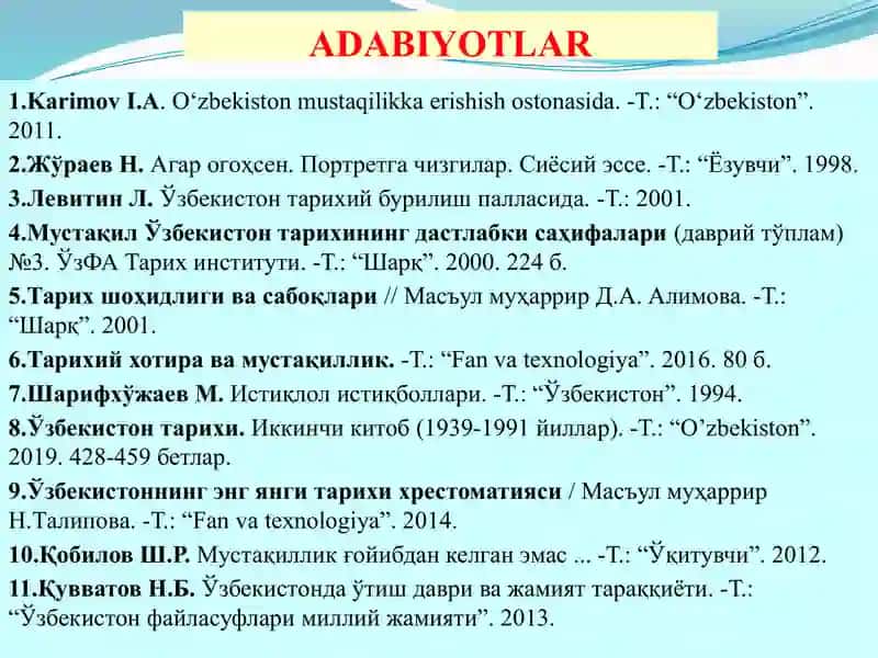 О‘ZBEKISTON RESPUBLIKASI MUSTAQILLIGINING E’LON QILINISHI VA UNING TARIXIY AHAMIYATI 3