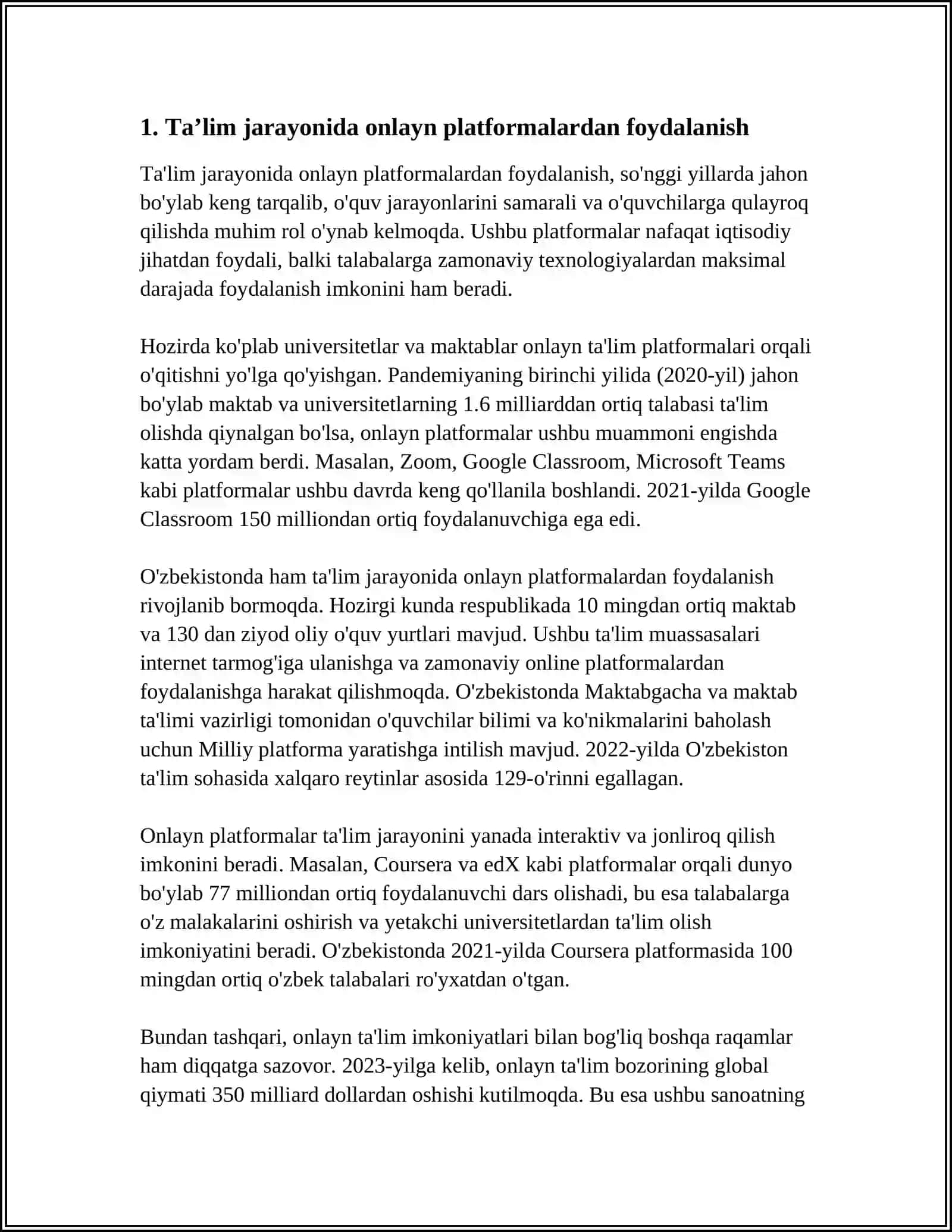 TAʼLIM JARAYONINI TASHKIL ETISHDA INTERNET XIZMATLARIDAN FOYDALANISH 3