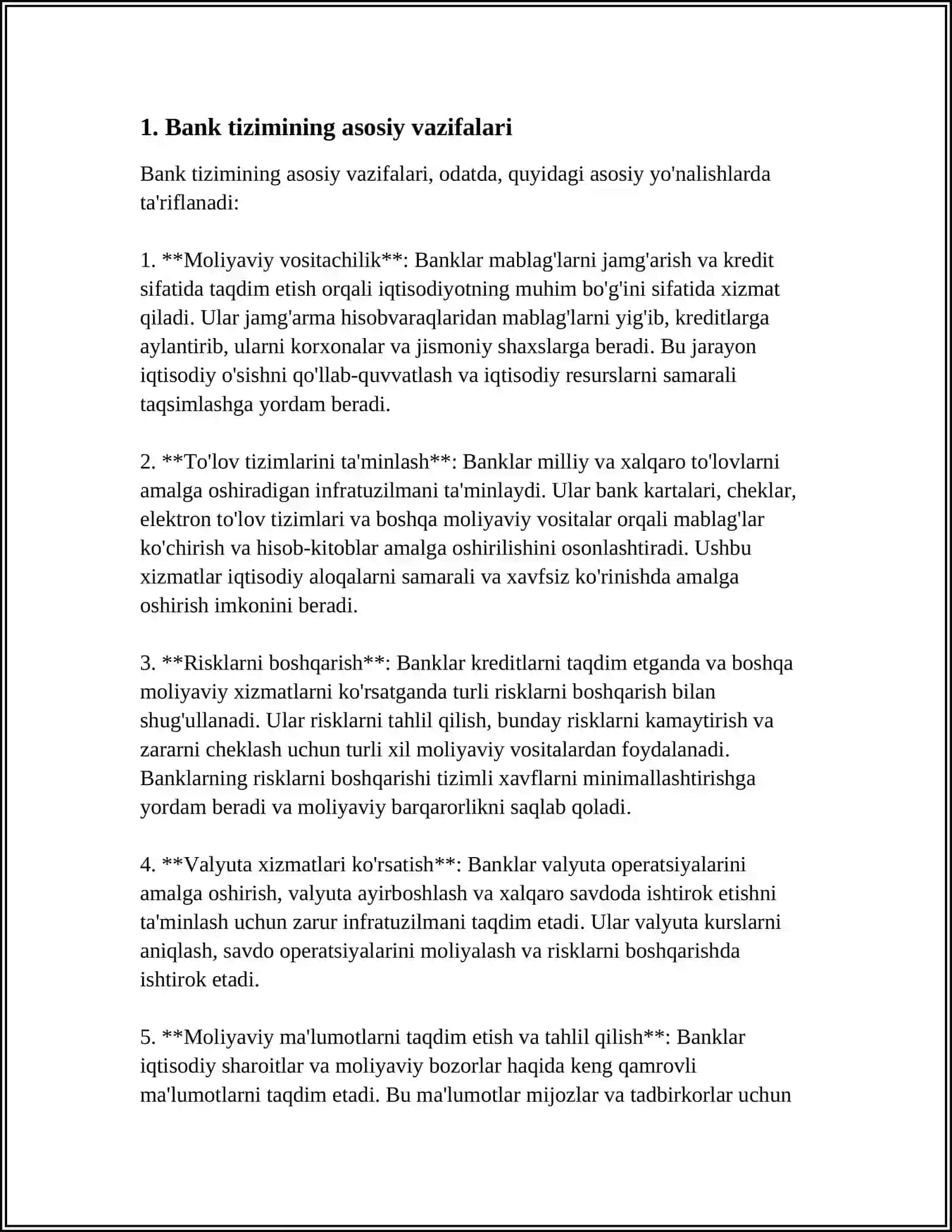 BANK TIZIMI - MOLIYA TIZIMINING ASOSIY TARKIBIY QISMI 3