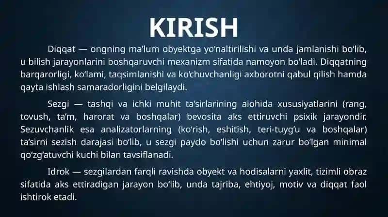 Diqqat, Sezgi, Xayol, Idrok 3