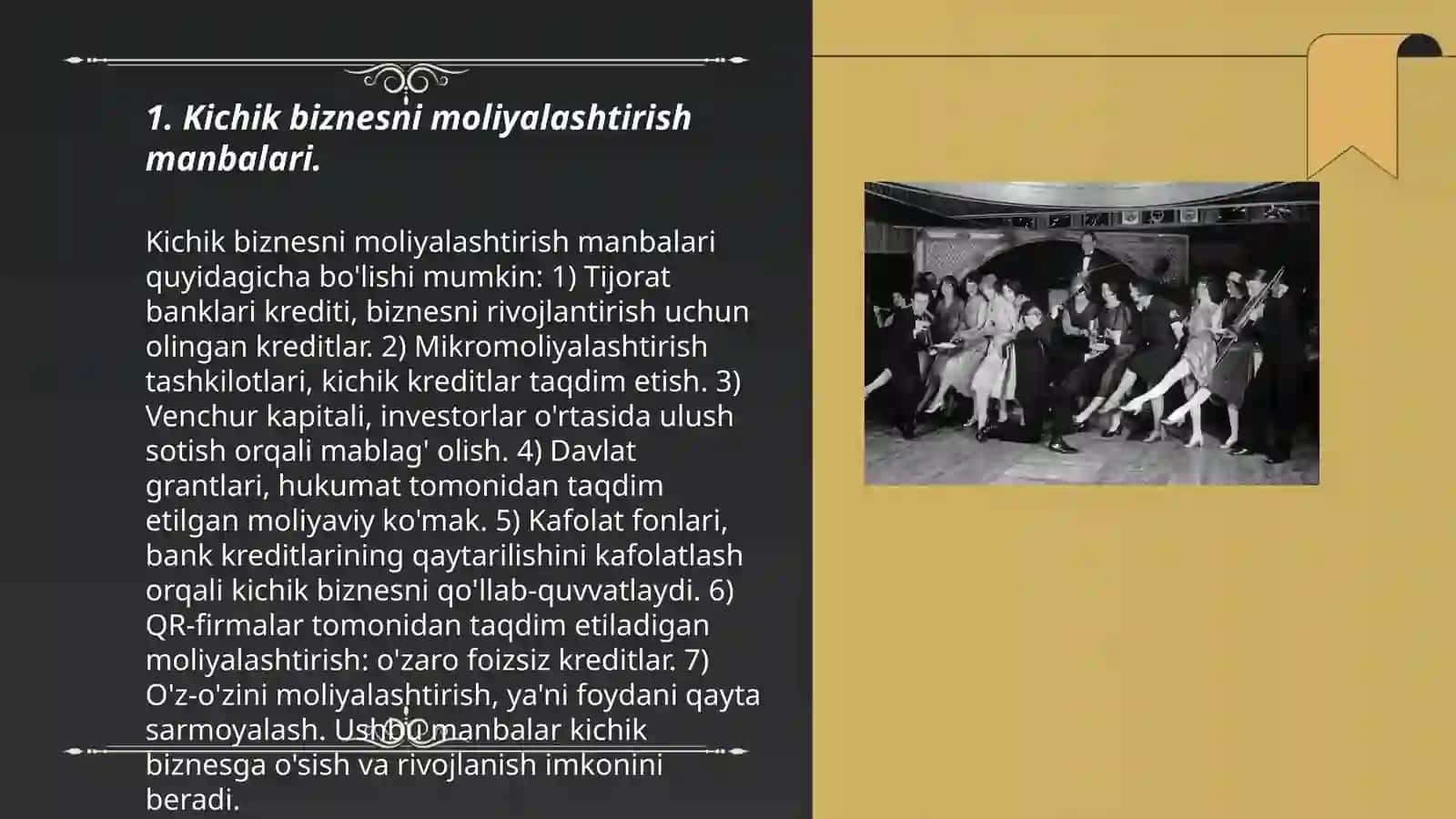 Kichik biznesni moliyalashtirish manbalari 3