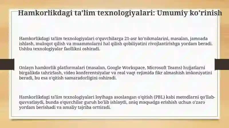 Hamkorlikdagi ta'lim texnologiyalari 3