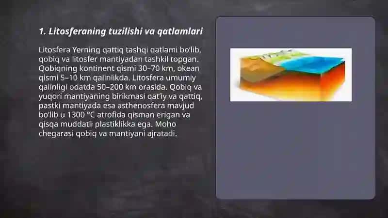 Yerning geografik qobiĝi. Litosfera 3