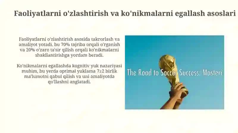 Faoliyatning o’zlashtirilishi va malakalarni egallash 3