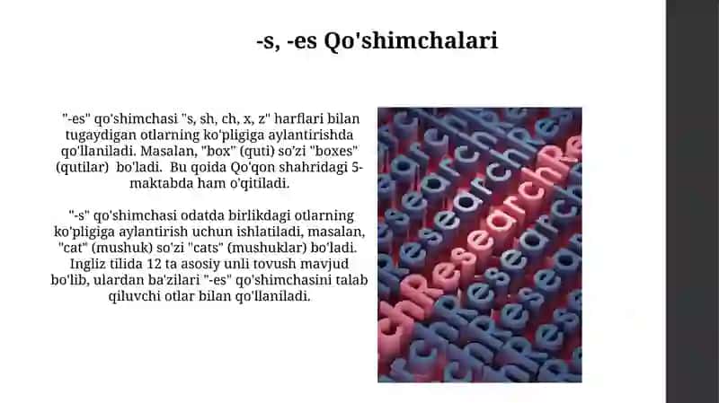 O'zbek tilida otlarning ko'plik shakli 3