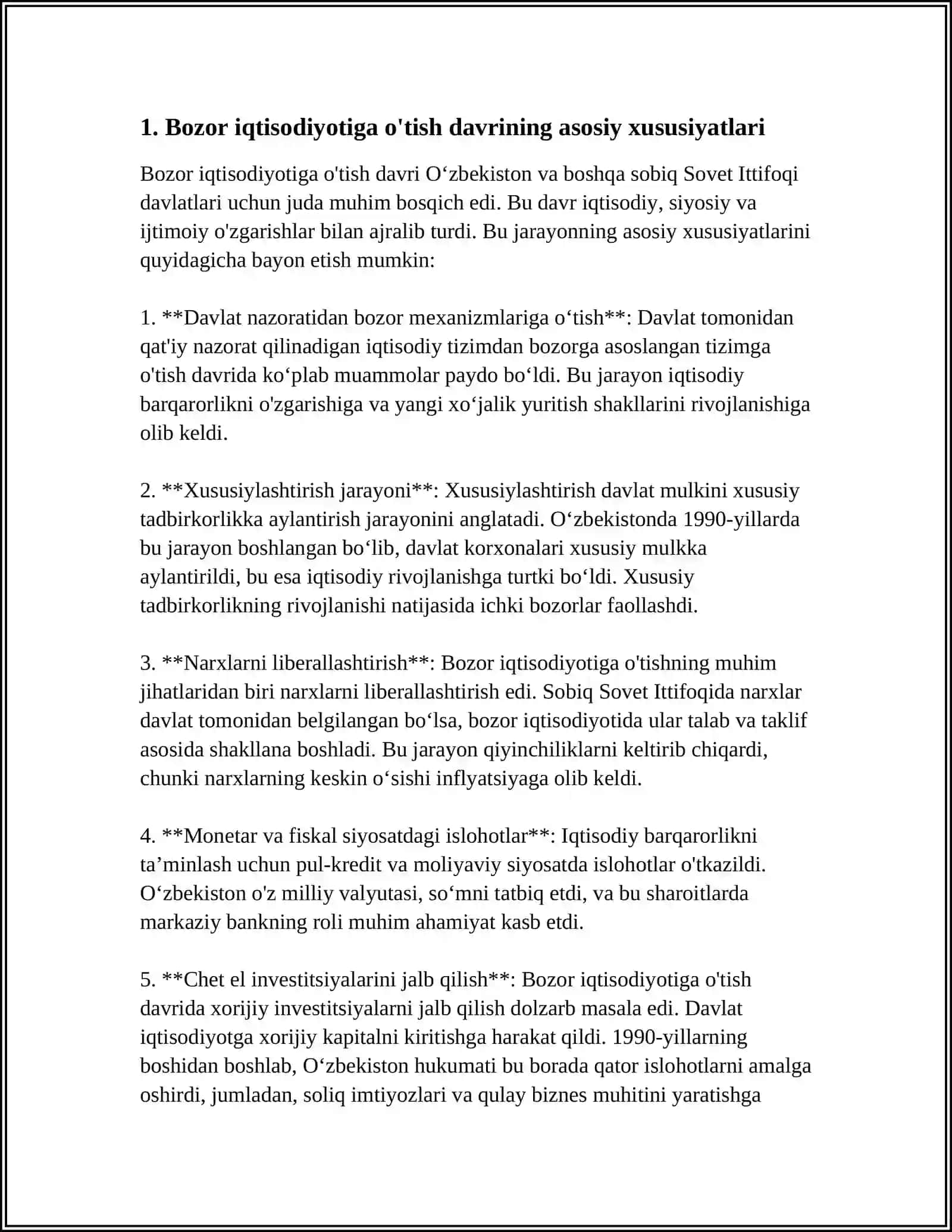 BOZOR IQTISODIYOTIGA O'TISH DAVRI VA UNING O'ZBEKISTONDAGI XUSUSIYATI 3