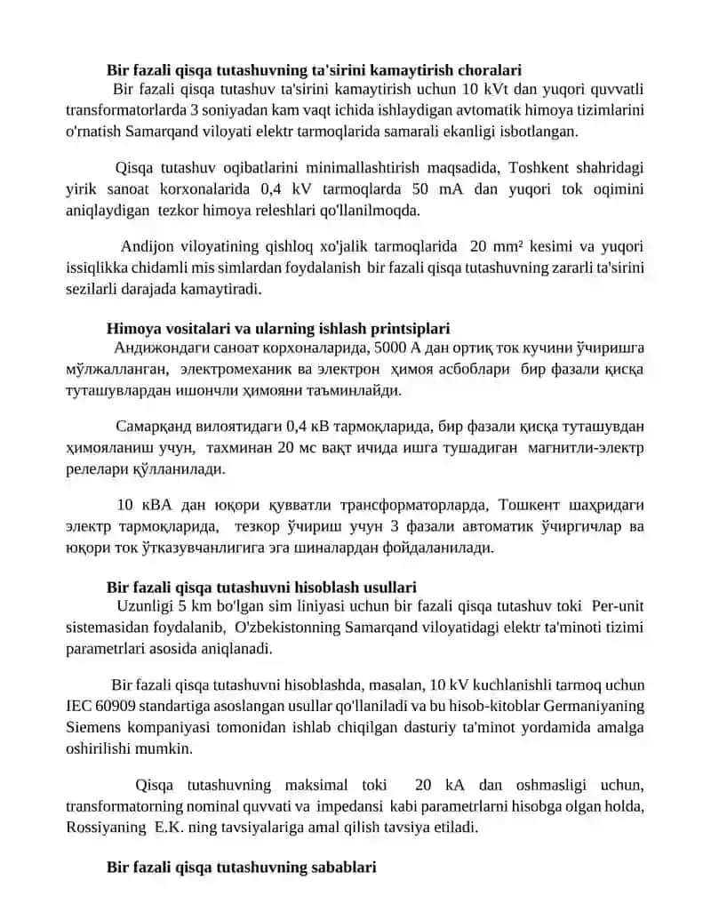 Bir fazali qisqa tutashuv 3