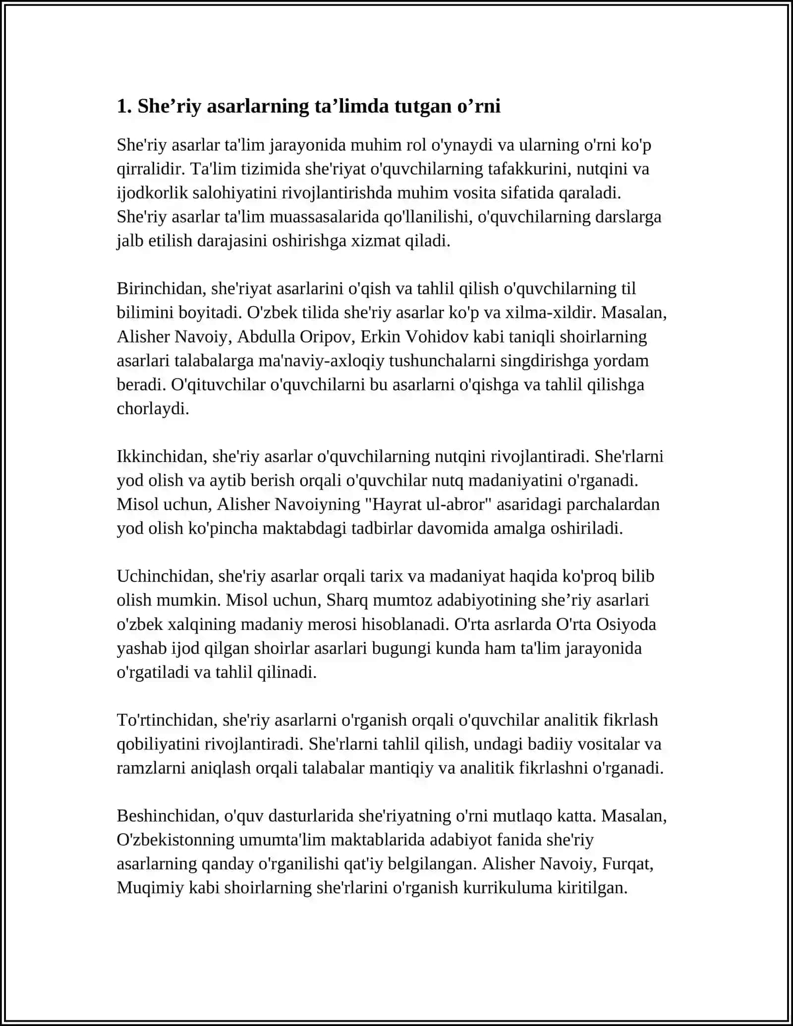 3-SINF OʼQISH DARSLARIDA SHEʼRIY ASARLARNI OʼTISH USLUBIYATI 3