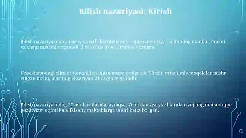 Bilish nazariyasi,yonalishlari va Gnesalogiya 3