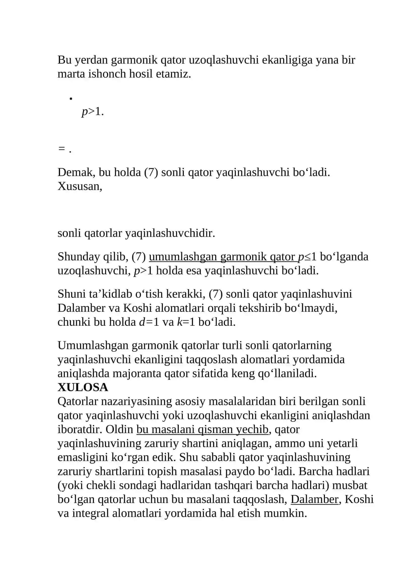 Umumlashgan garmonik qatorlar 3