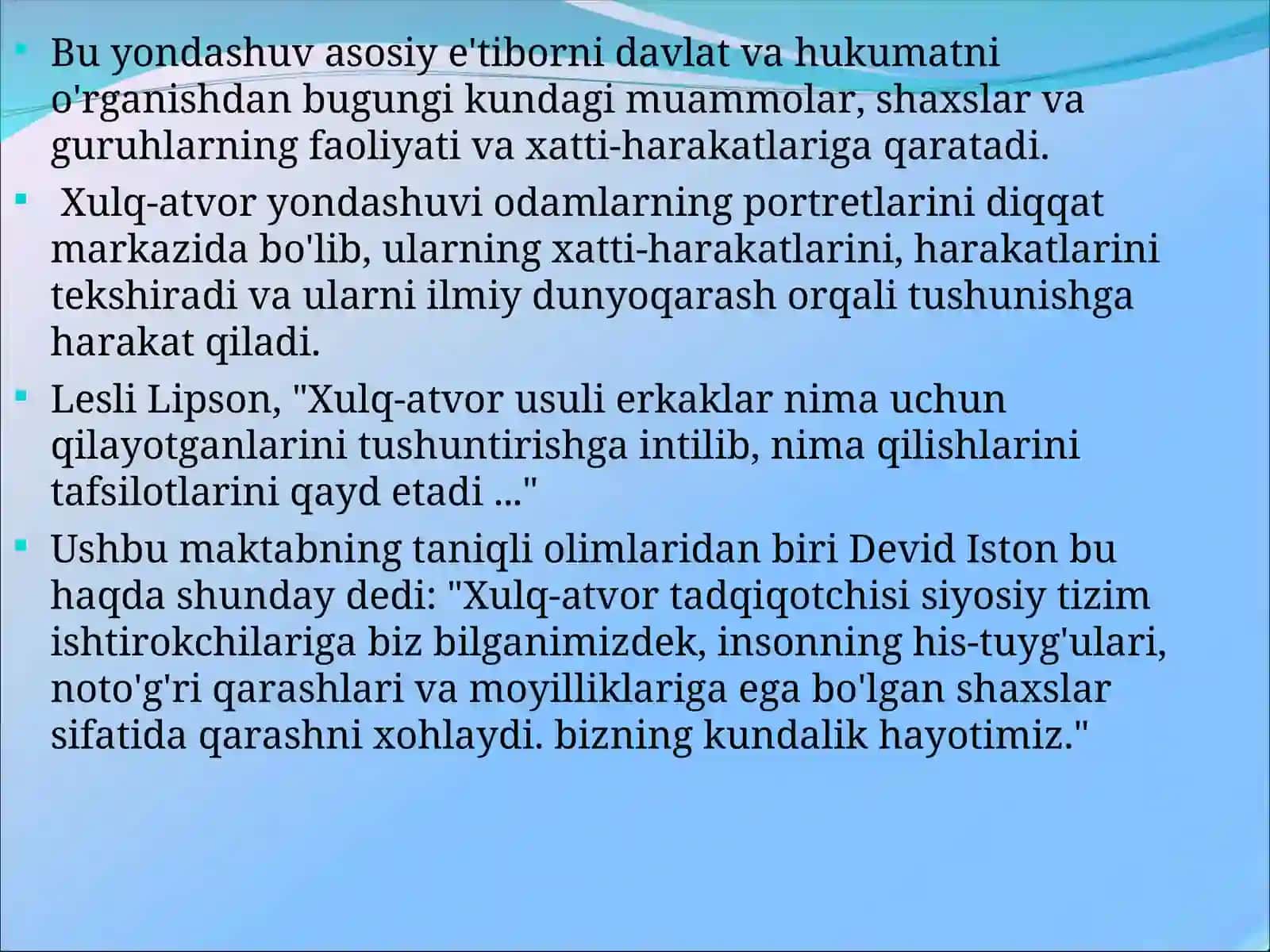 Bihevaralizm va Post behavaralizm 3