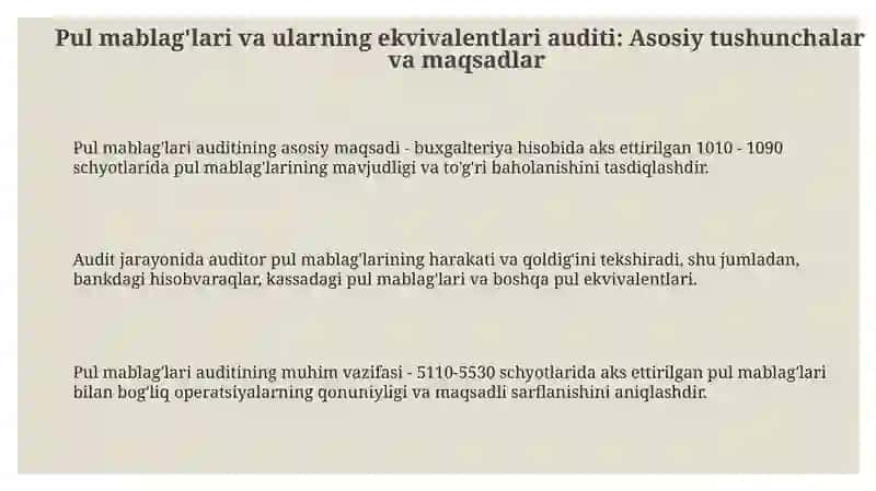 Kassa va kassa muomalalari auditi 3