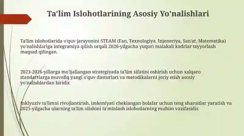 Ta'lim Islohotlarining Asosiy Yo'nalishlari 3