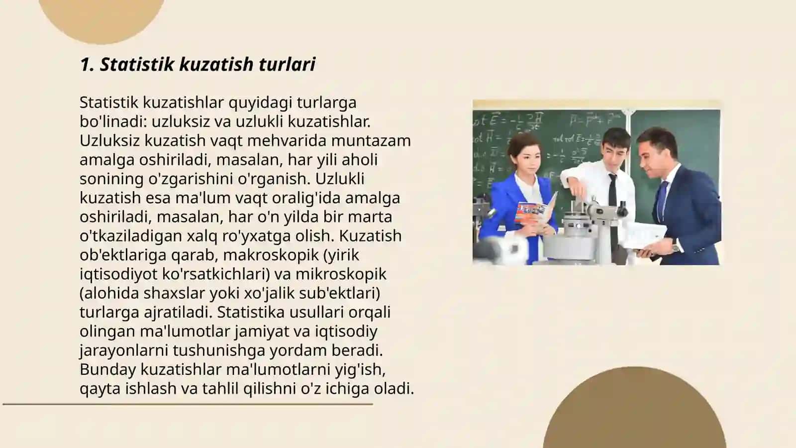 Statistik kuzatish dasturini tuzish masalalari 3