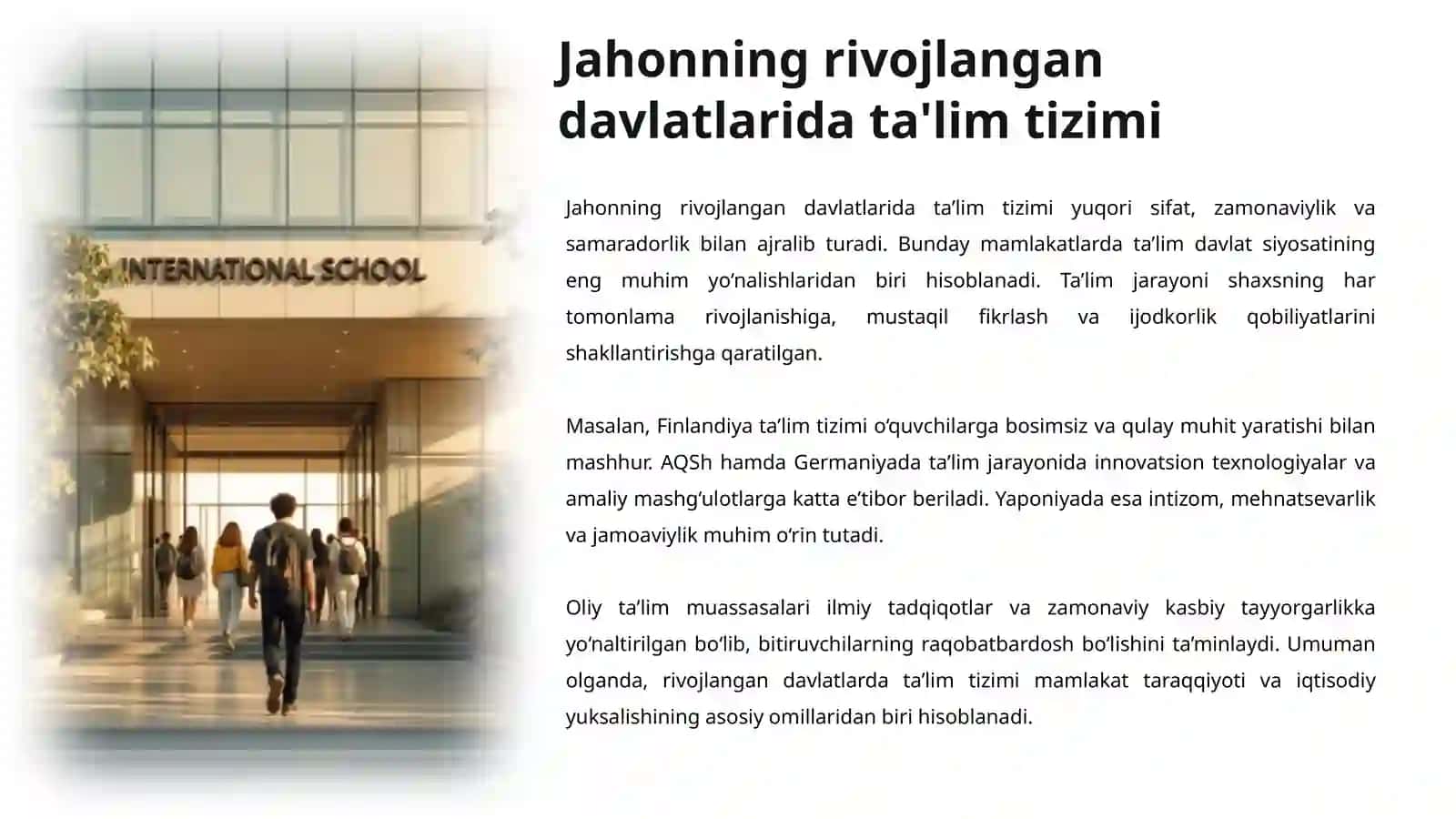 JAHONNING RIVOJLANGAN DAVLATLARIDA TALIM TIZIMI 3