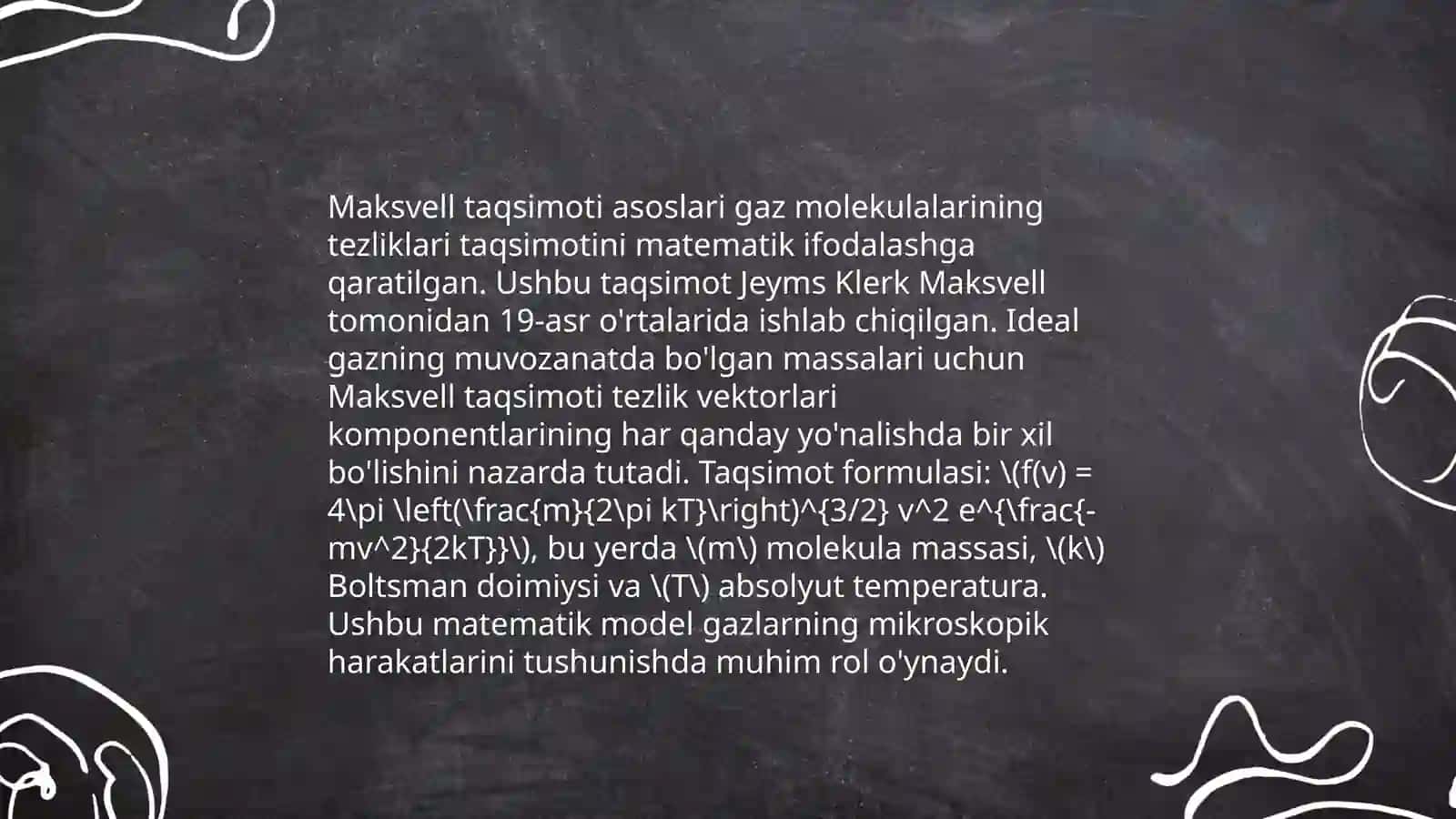 Maksvell taqsimoti o'rganish 3
