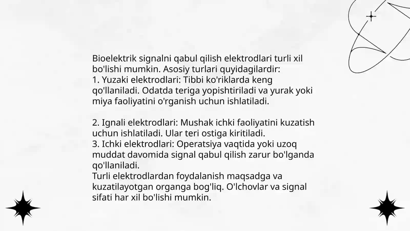 Bioelektrik signalni qabul qilish elektrodlari 3
