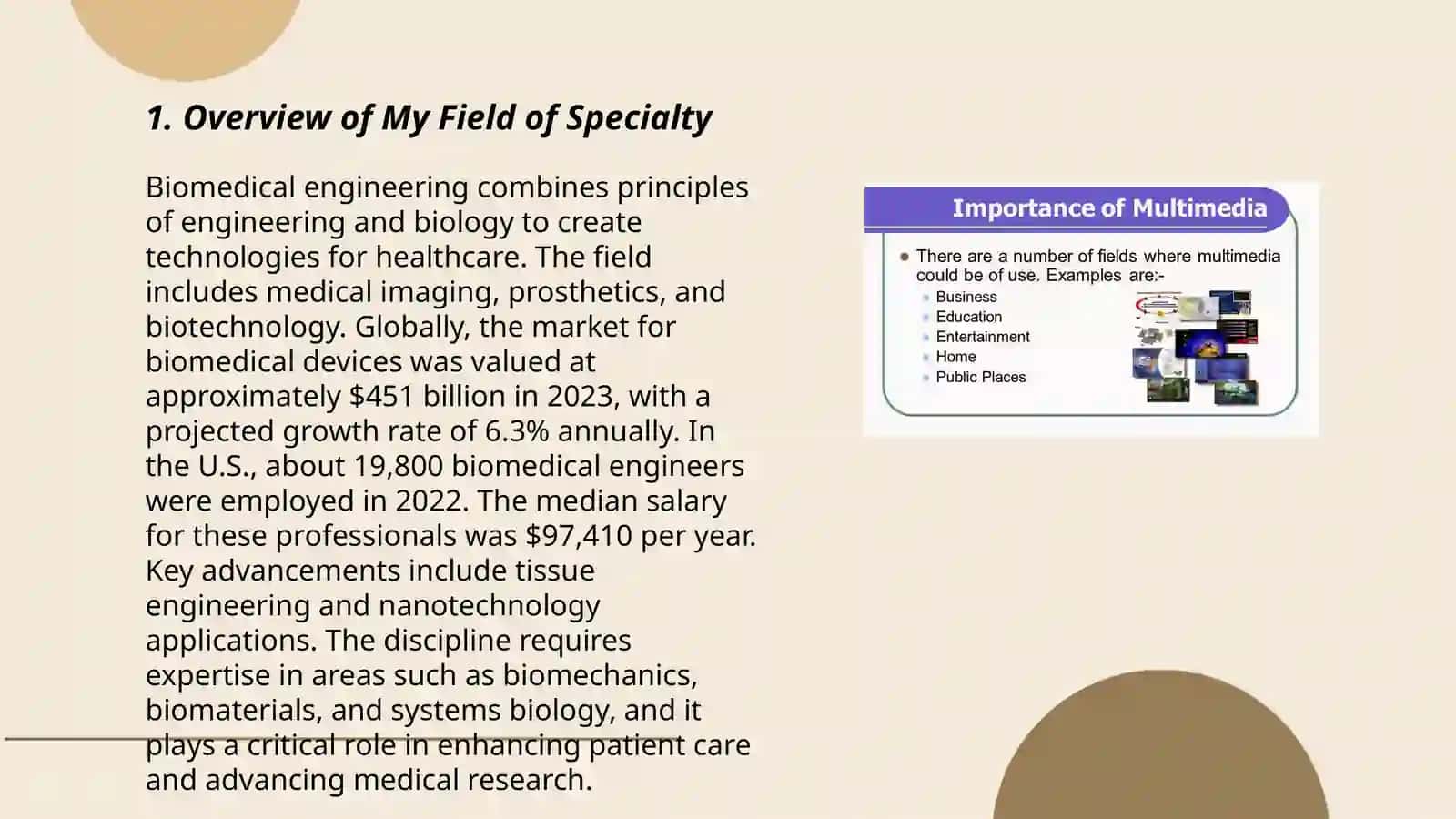 Giving information about your field of specialty. (Presentation) 3