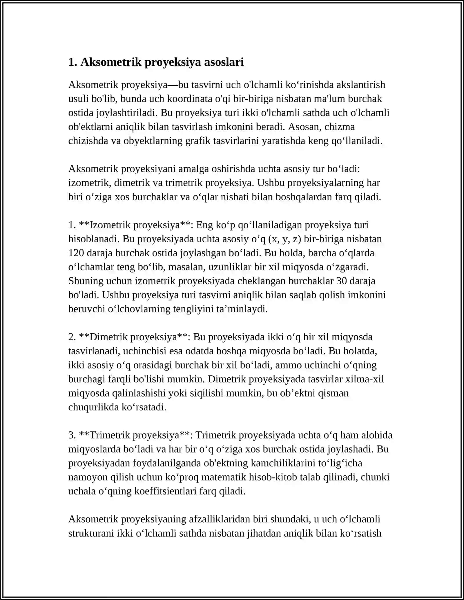 AKSONOMETRIK VA AFFINNLI PROYEKSIYALAR 3
