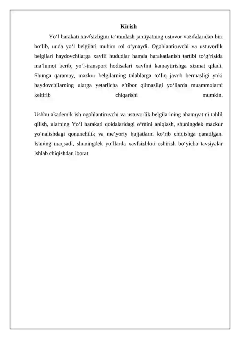Ogohlantiruvchi va imtiyoz belgilari 3