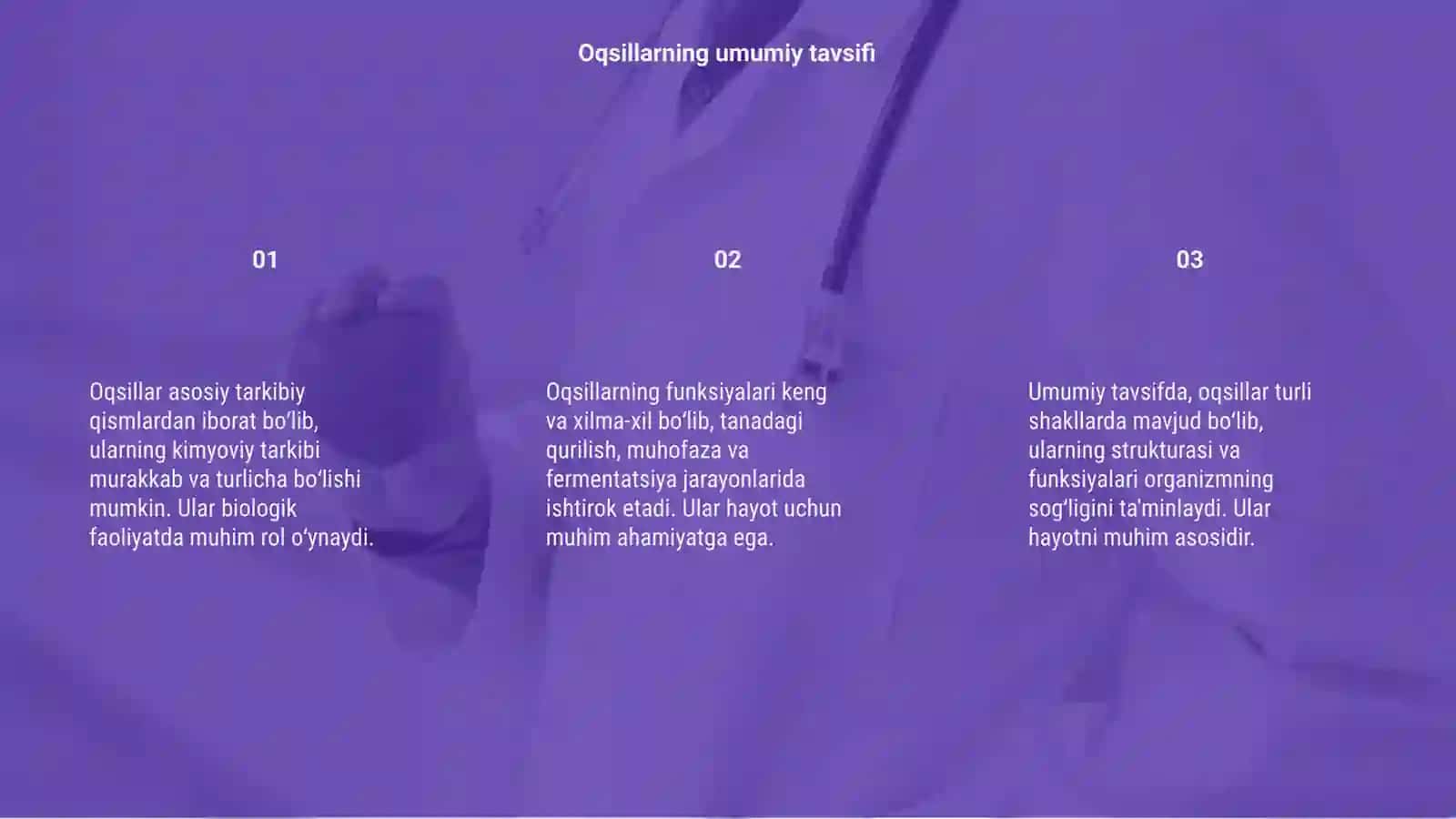 Oqsillarning kimyoviy tarkibi va funksiyalari 3