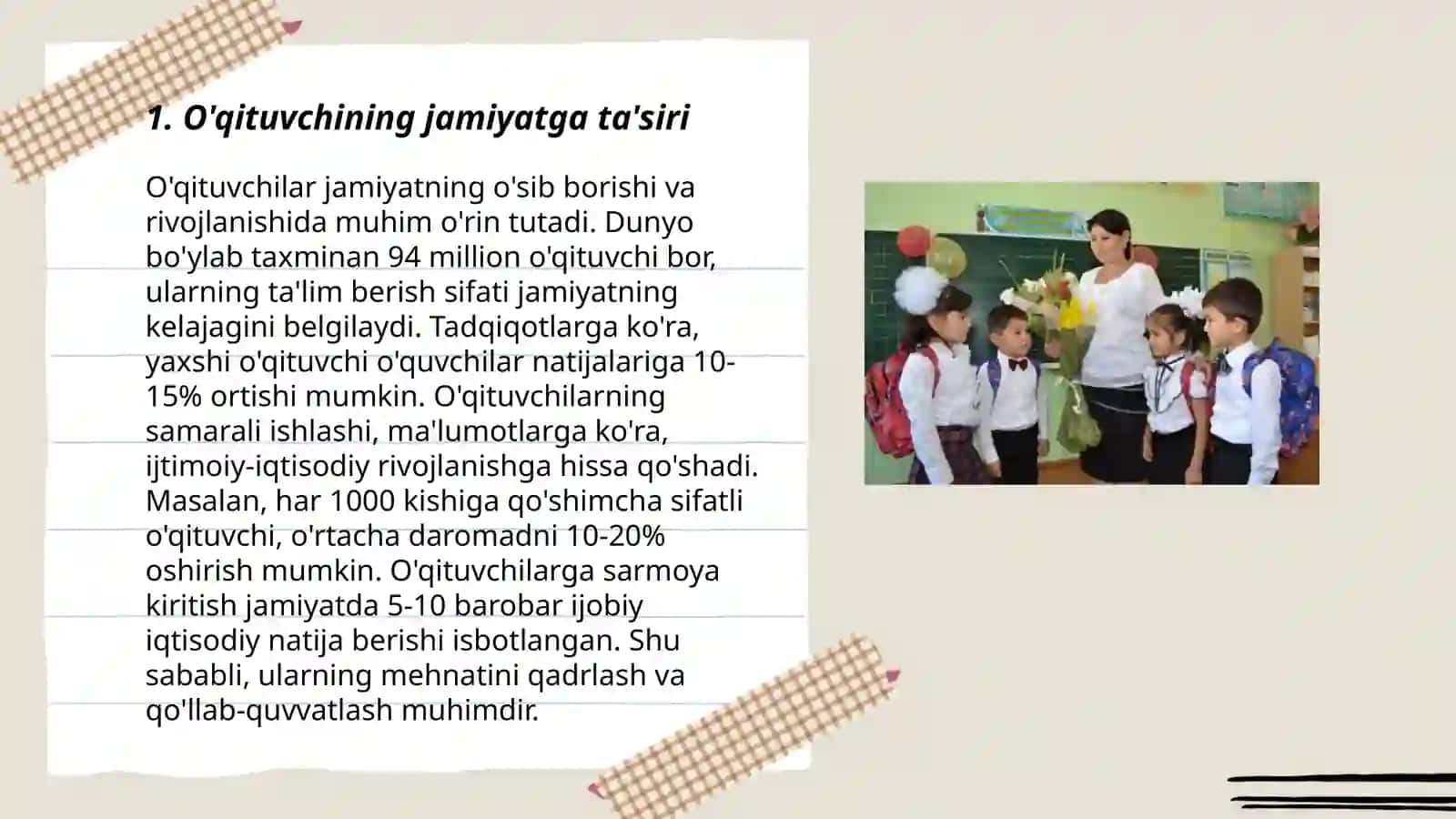 O'qituvchining jamiyatda tutgan o'rni 3