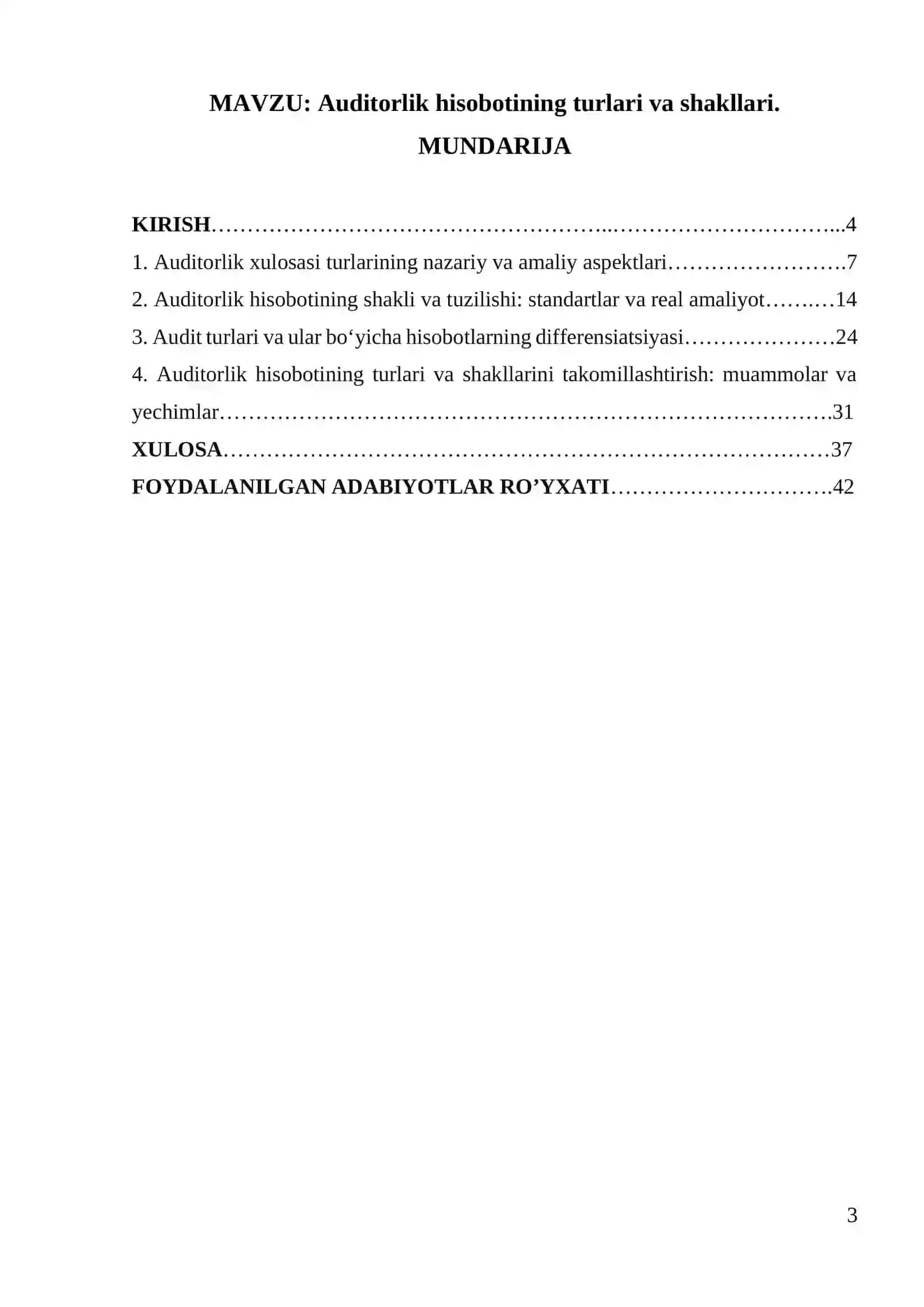 Auditorlik hisobotining turlari va shakllari. 3
