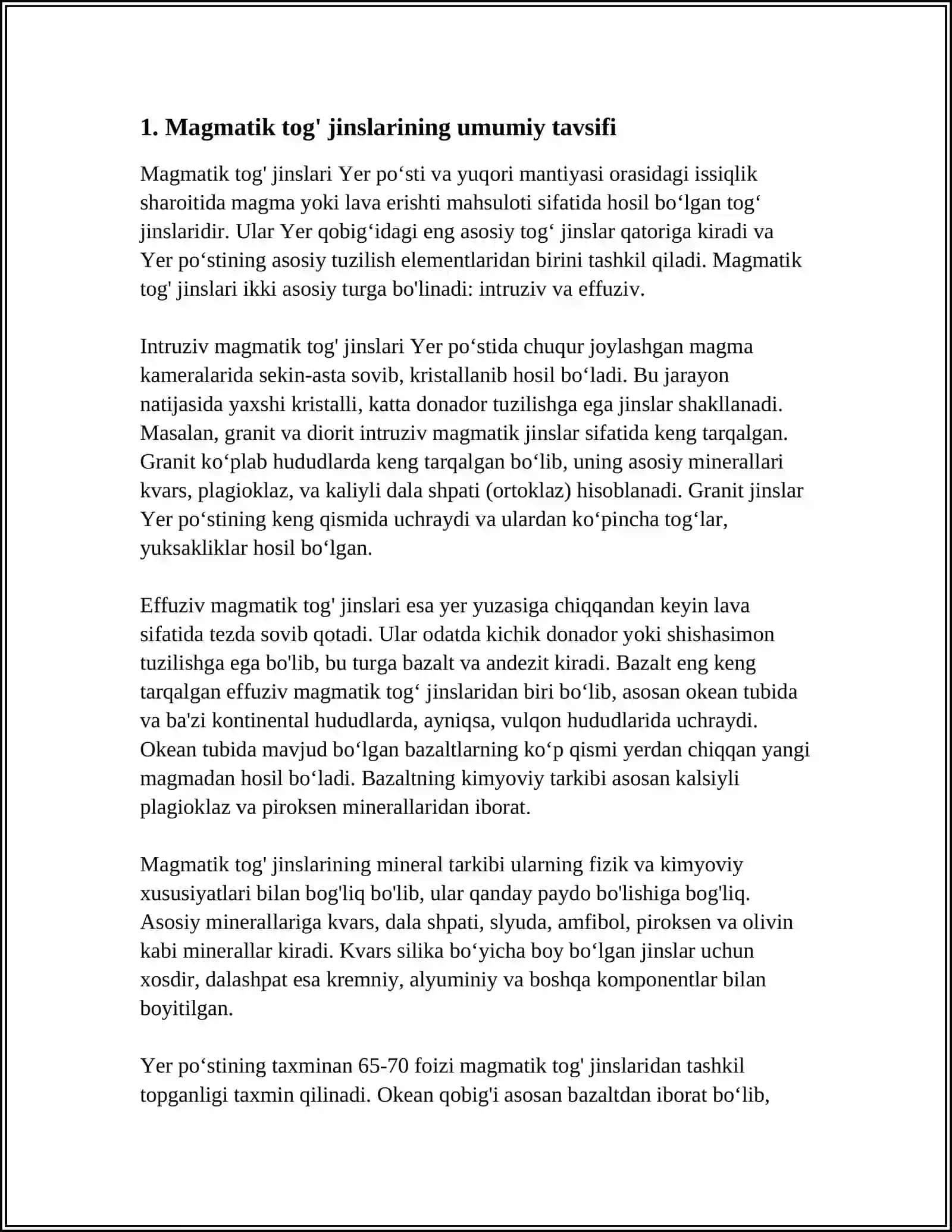MAGMATIK TOG' JINSLARINING TASNIFI 3