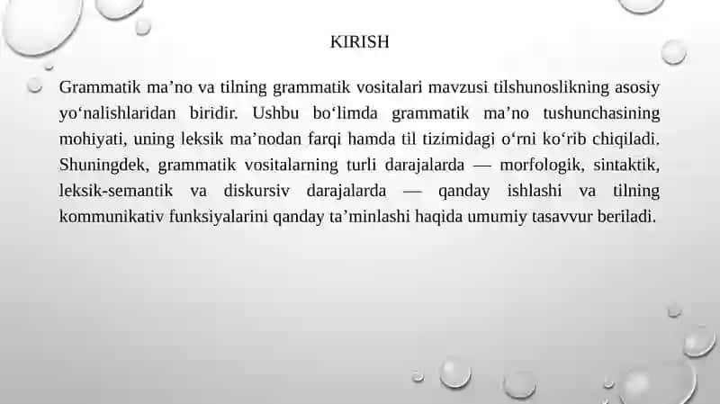 GRAMMATIK MAʼNO, TILNING GRAMMATIK VOSITALARI 3