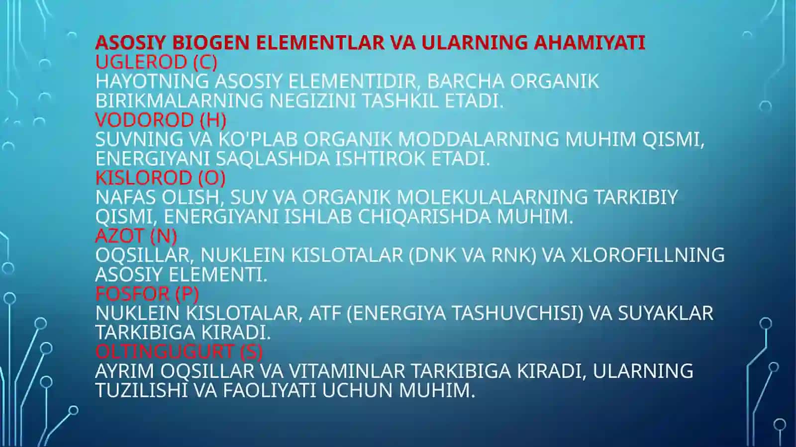 Biogen  elementlar kimyosi 3