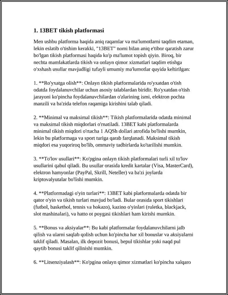 13BET tikish platformasi 3