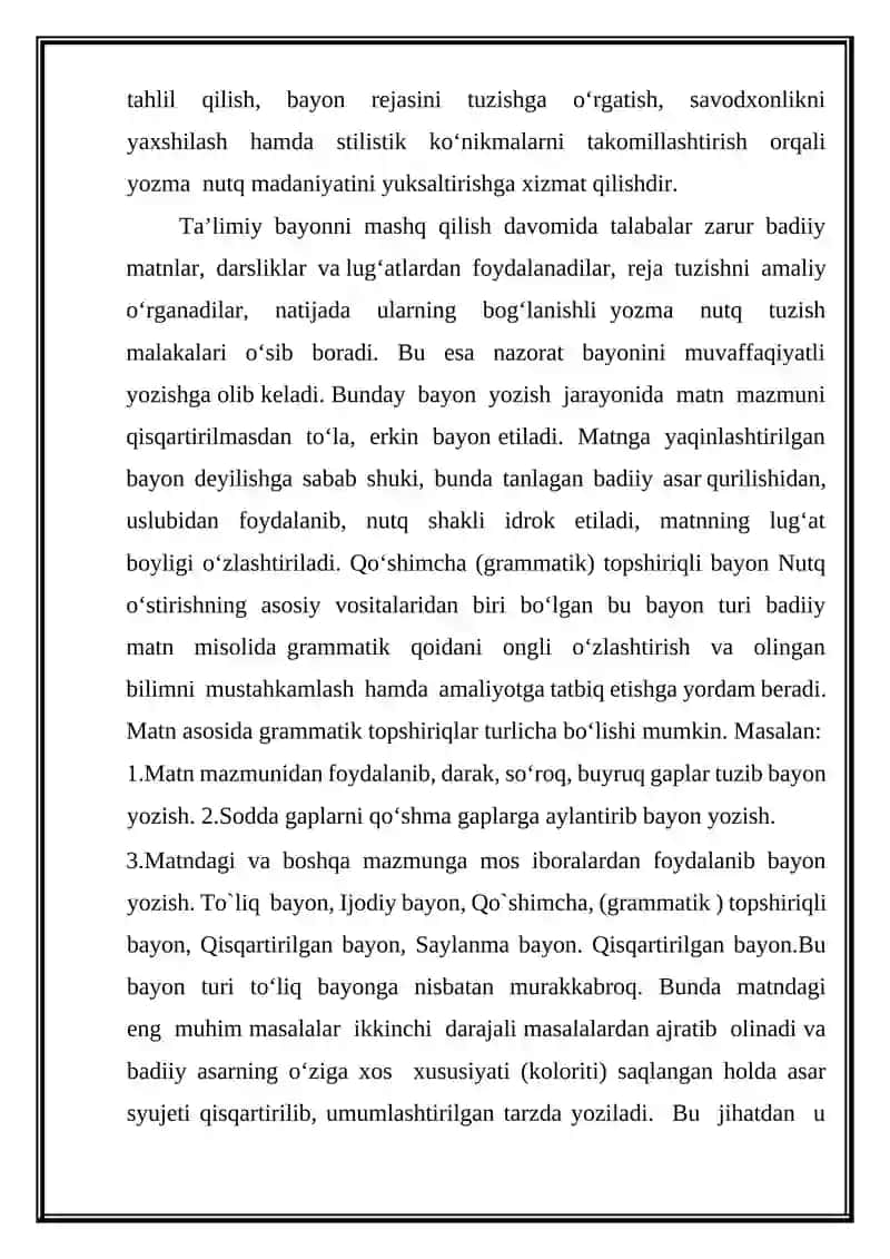 BAYON UCHUN MATERIALLAR TO'PLASH 3