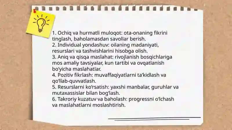 Ilk yoshdagi bolalarning ota onalari bilan ishlash 3