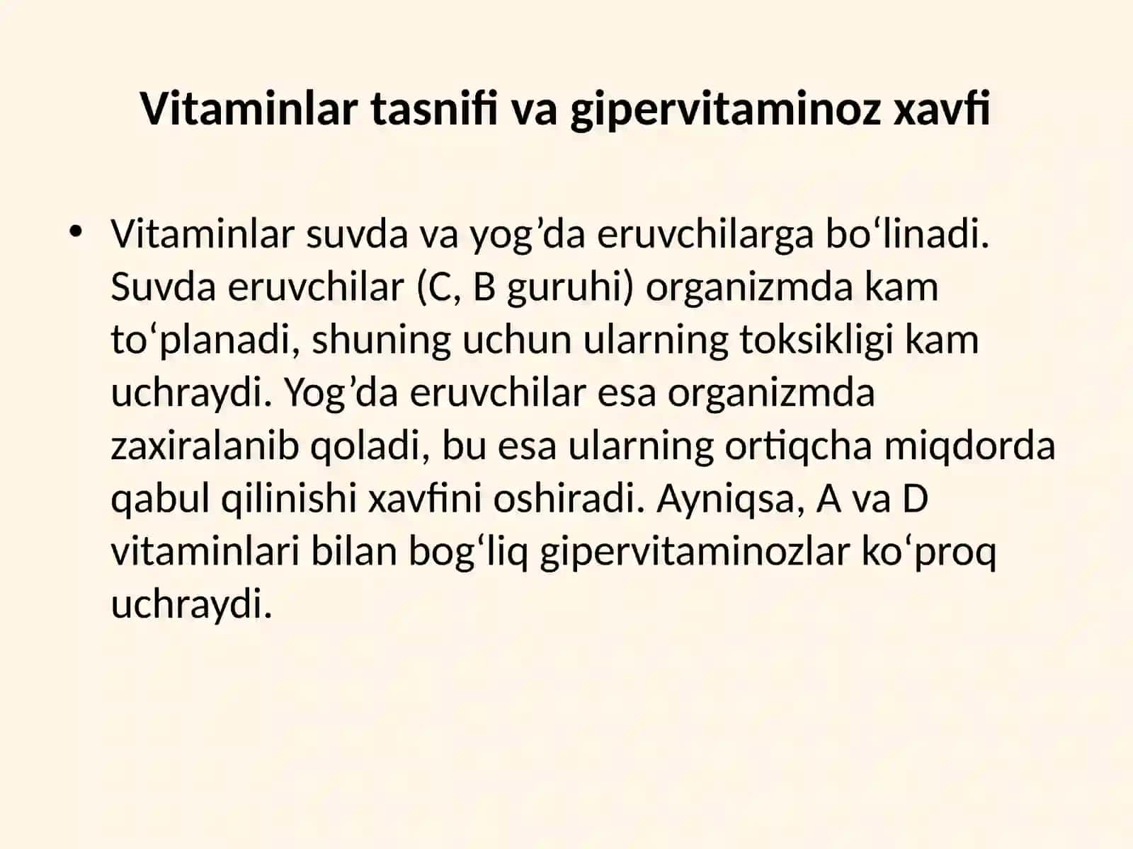 Gipervitaminoz holatlarida modda almashinuvini buzilishi 3