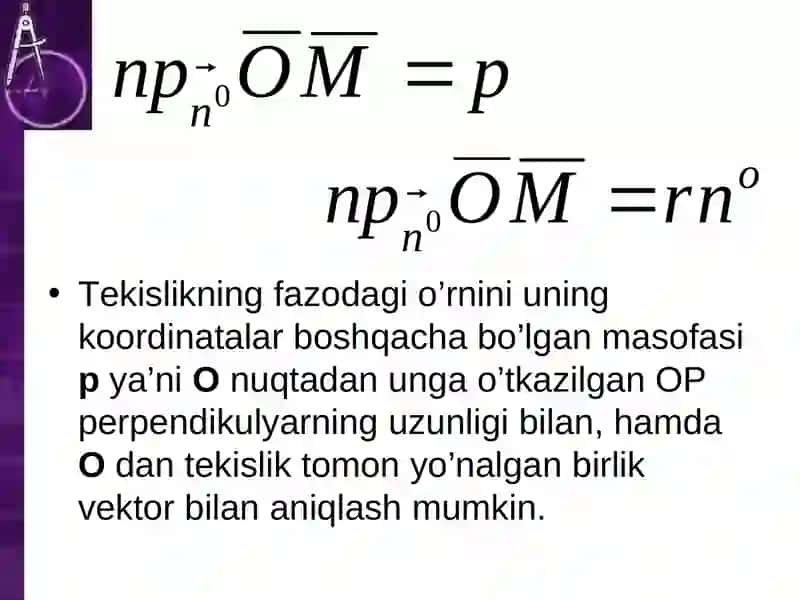 FAZODA TO`G`RI CHIZIQ TENGLAMALARI 3