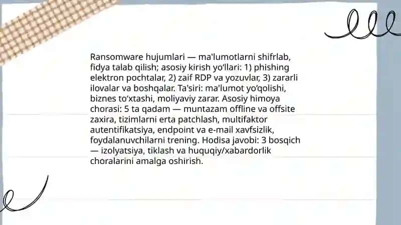 Kiberxavfsizlikning zamonaviy tahdidlari va himoya usullari 3