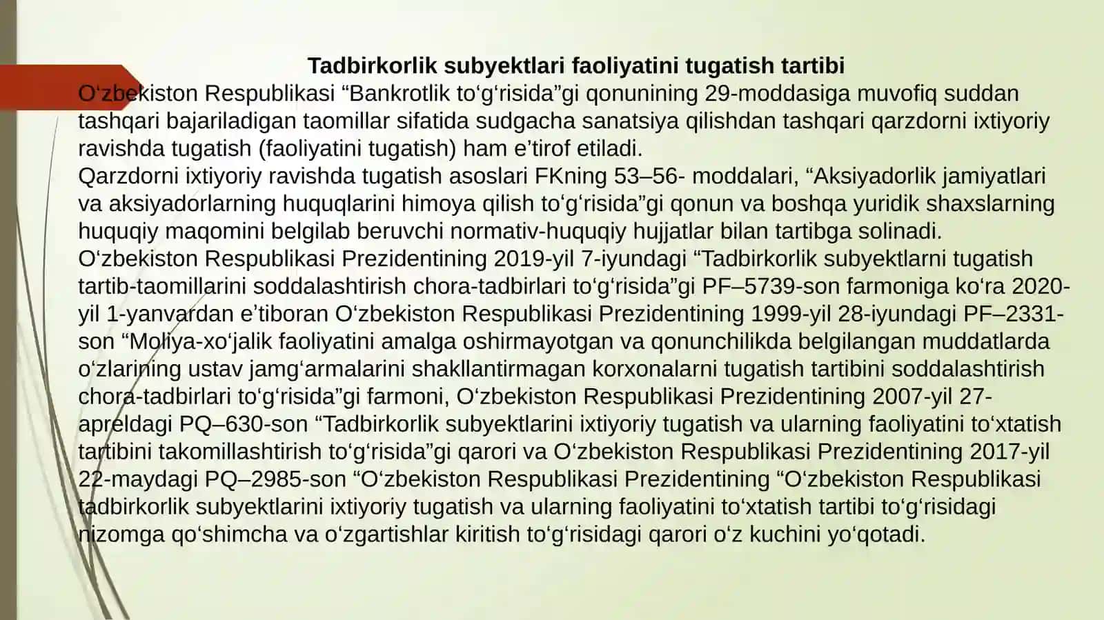 BANKIROT KORXONANI TUGATISH 3